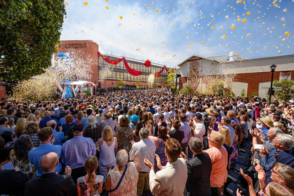 On a perfect Los Angeles afternoon, thousands of Scientologists and their guests witnessed history unfolding with the dedication of the Church's advanced, fully integrated digital media center designed for the production and broadcasting of programs featuring Scientology technology and Church-sponsored humanitarian initiatives. (PRNewsFoto/Scientology News)