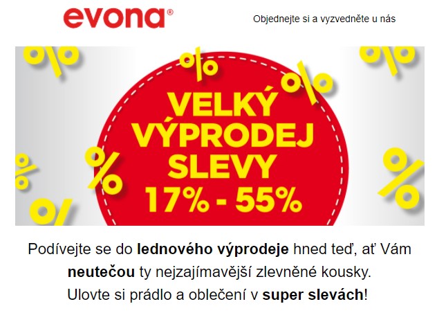 EVONA lednový výprodej
