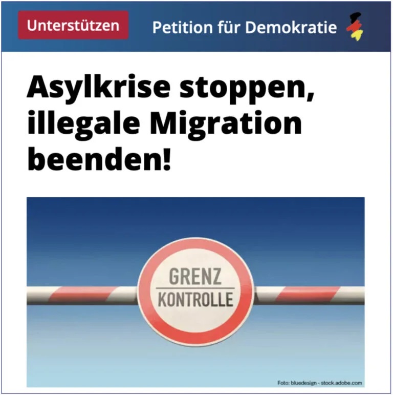 Petice Německého vydavatelství Junge Freiheit za ukončení nelegální migrace do Německa